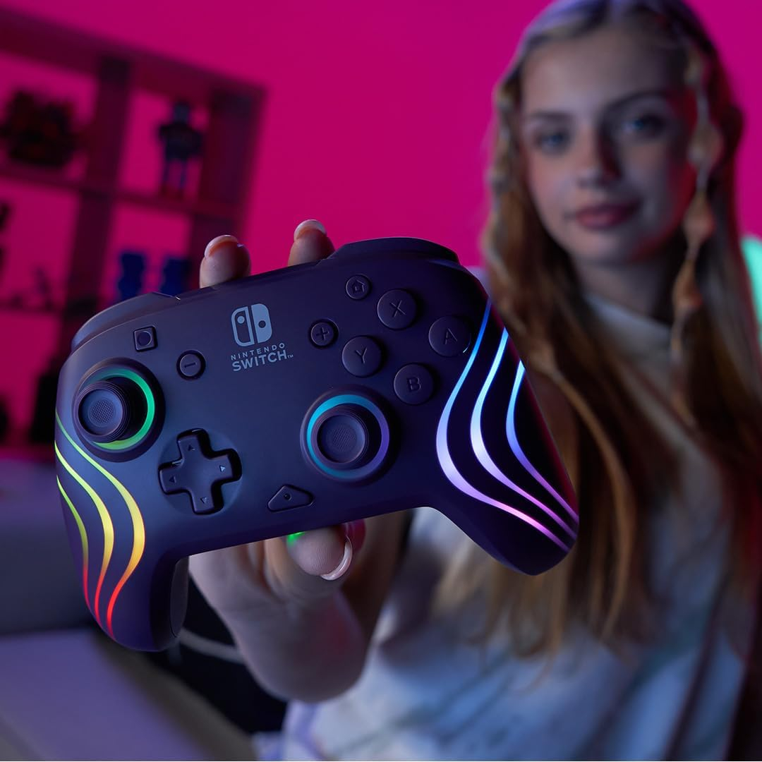 PDP Afterglow™ Wave Wireless LED Controller for Nintendo Switch, Nintendo Switch/OLED - Purple (Renewed)