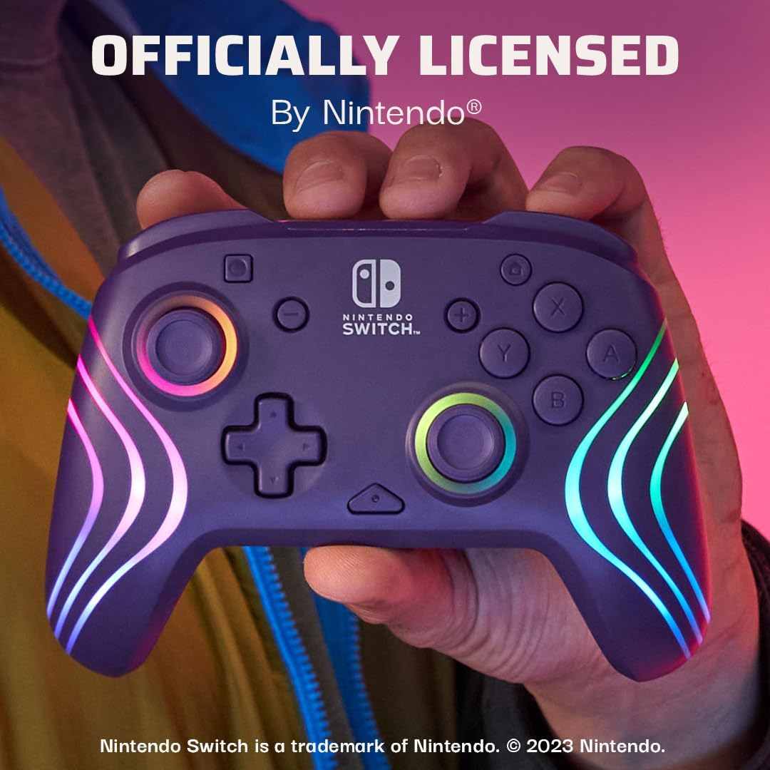 PDP Afterglow™ Wave Wireless LED Controller for Nintendo Switch, Nintendo Switch/OLED - Purple (Renewed)