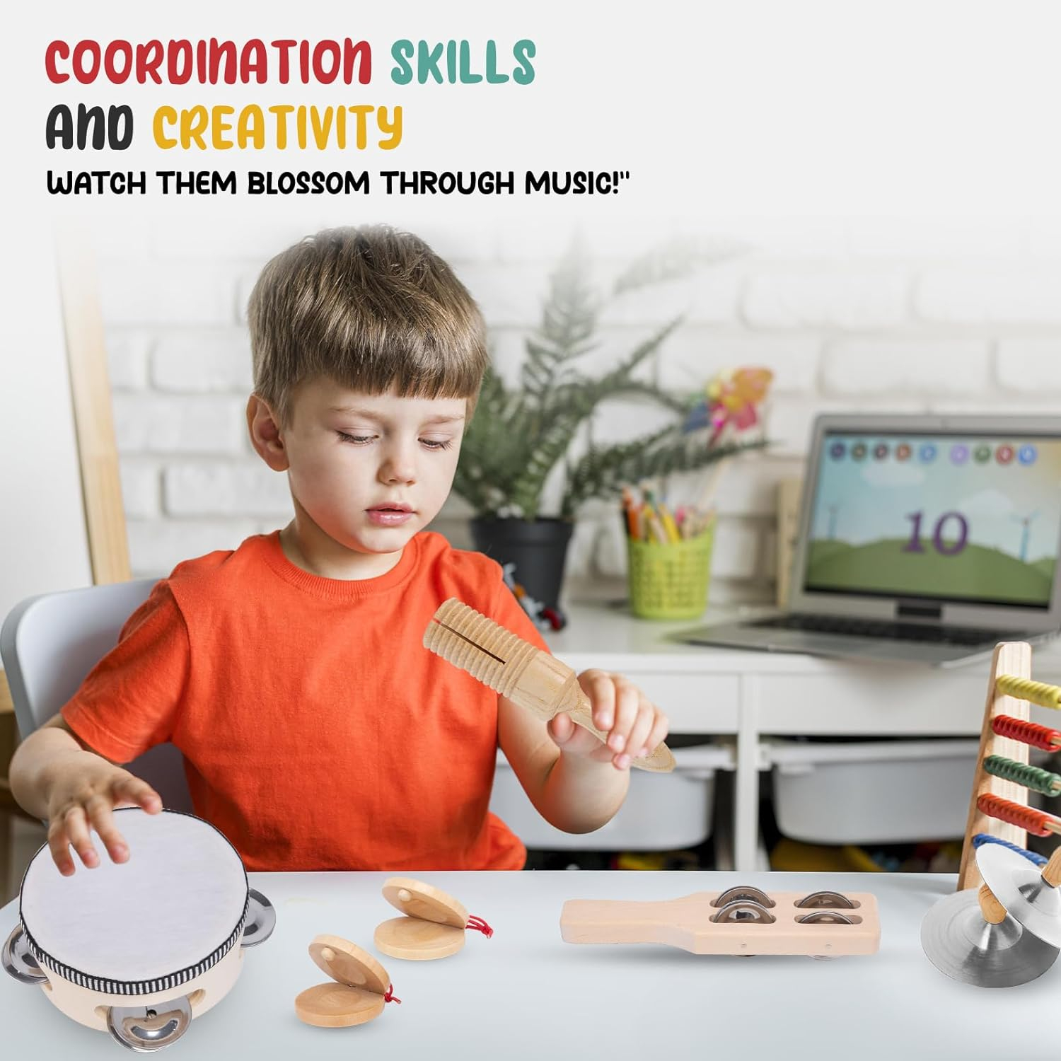 Stoie’s International Wooden Music Set, Percussion Kids Musical Instruments, Montessori Unique Play Toddler Musical Instruments for Kids Ages 3, 5, 9, 12- Baby Musical Toys, Baby Musical Instruments