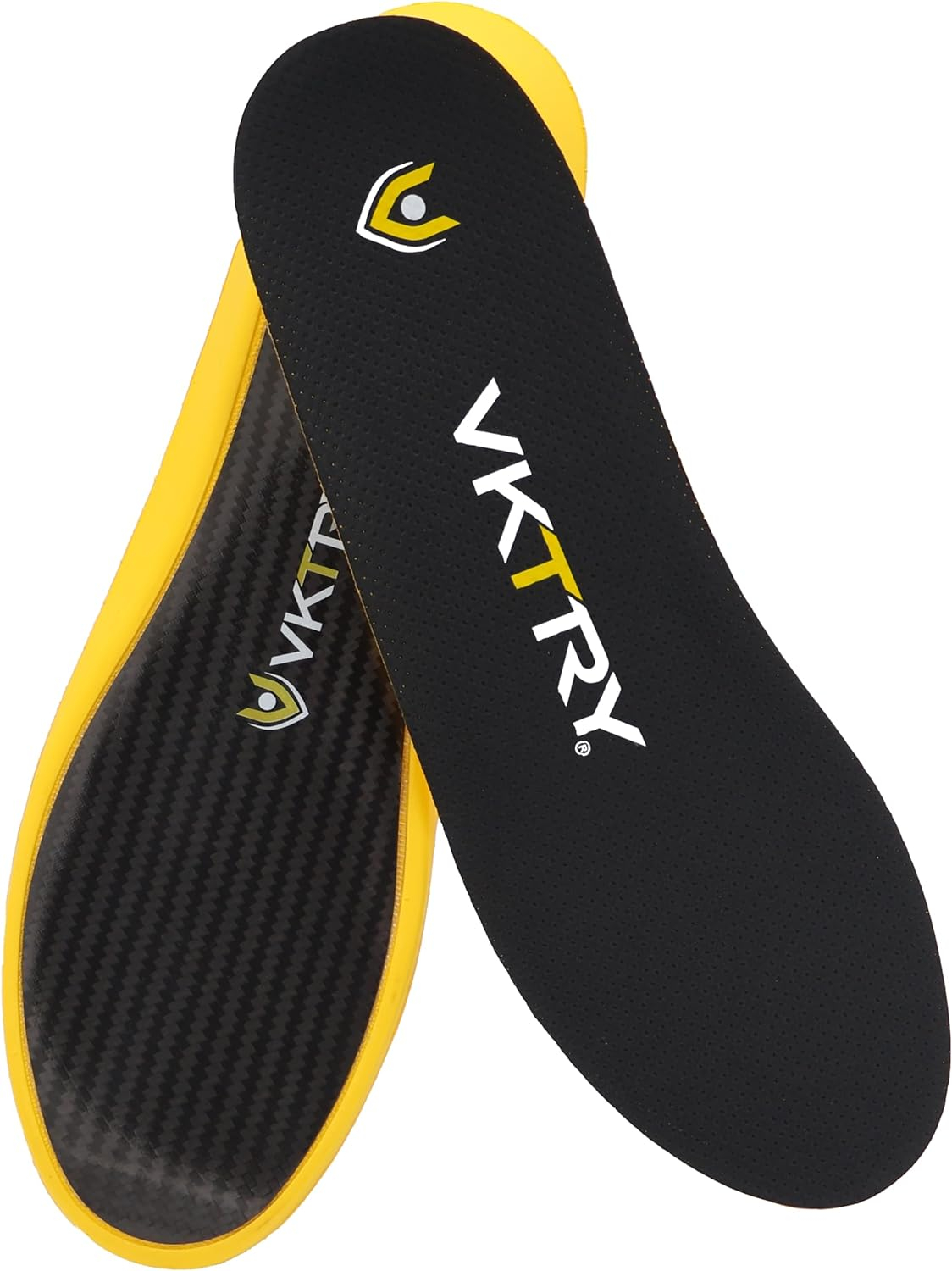 VKTRY Performance Insoles - Gold VKs - Carbon Fiber Shock Absorbing Sport Shoe Insoles for Pro Running, Basketball, Athletics - Jump Higher, Improved Explosiveness, Injury Protection and Recovery