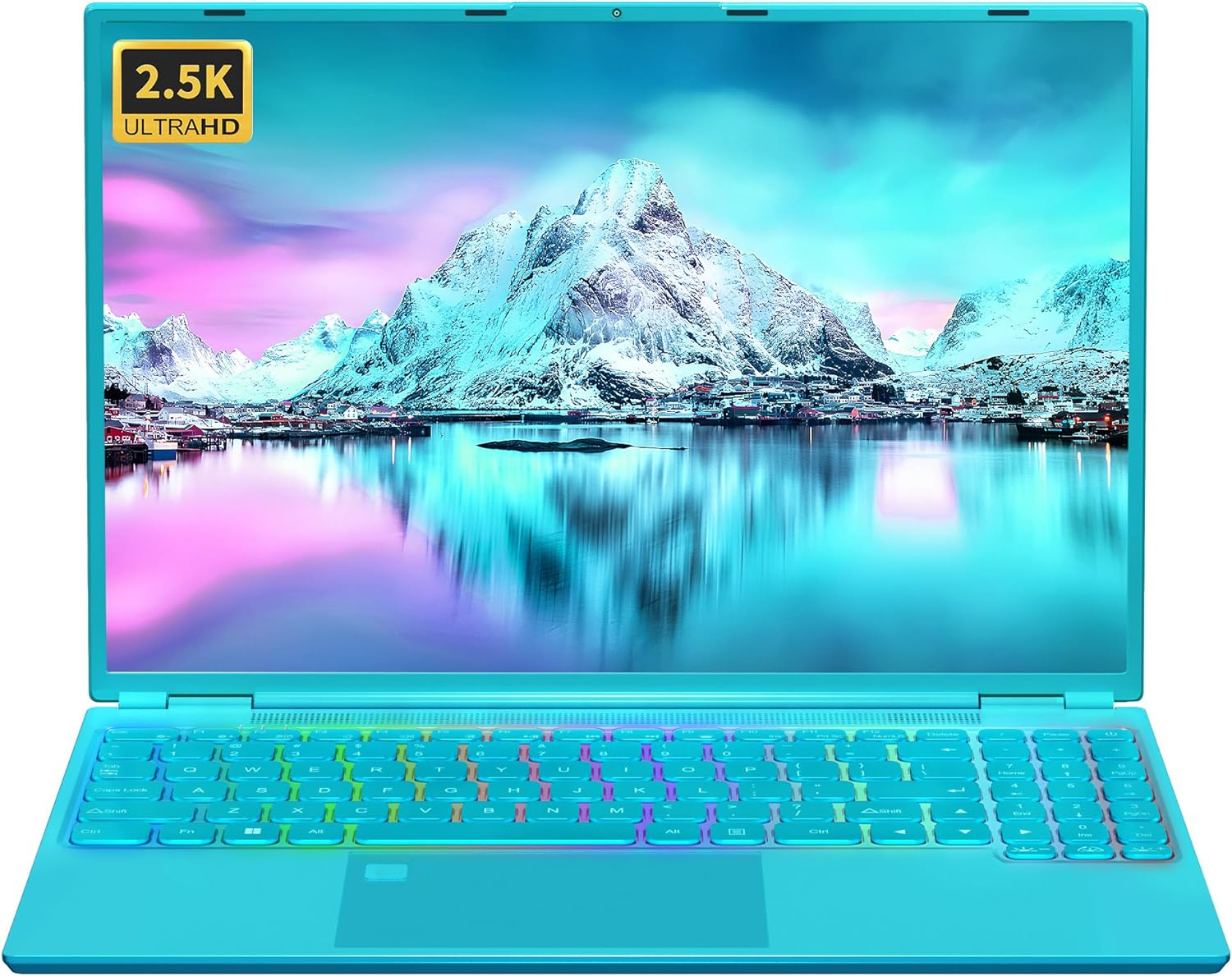 【Win 11 Pro/Office 2019】 16 Laptop Ultra-Narrow bezels 2.5K FHD(2560x1600) IPS Screen, Celeron N5095, 16G RAM, 1TB SSD, Color Backlit KB, Fingerprint Reader, WiFi, Type-C, HDMI(16G+1T SSD, Purple)