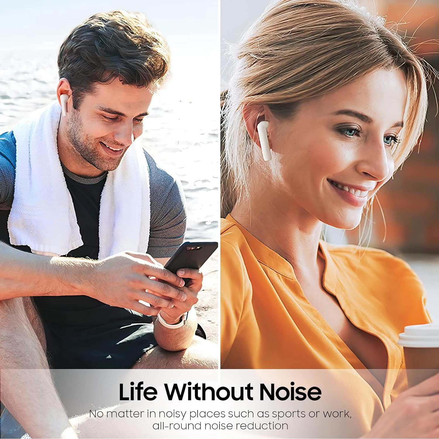 Wireless Earbuds Bluetooth 5.0 Headphones with Wireless Charging Case 36H Play Time, IPX6 Waterproof Earphones True Wireless Earbuds with Microphone, In-Ear Earbuds Deep Bass For Sports TV Phones