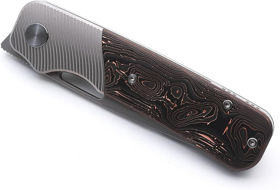 AMEIGHT KNIVES Flix II Front Flipper Folding Knife 3.25 S90V Blade Bronze Carbon Fiber And Titanium Handle Pocket Knife AM8-001BNII