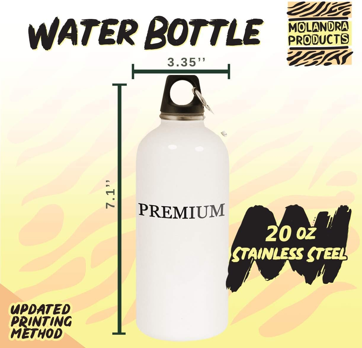 Molandra Products got flix? - 20oz Stainless Steel White Water Bottle with Carabiner, White