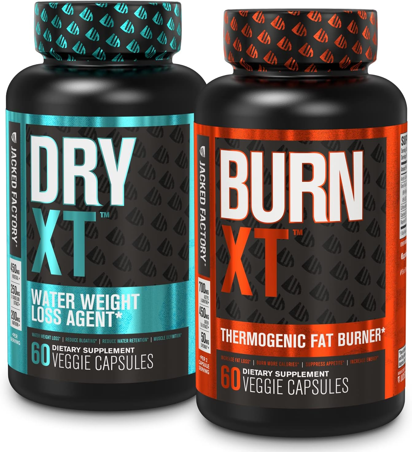 Burn-XT Thermogenic Fat Burner - Weight Loss Supplement  Appetite Suppressant - 60 Capsules  Dry-XT Water Weight Loss Diuretic Pills - Natural Supplement for Reducing Water Retention - 60 Capsules