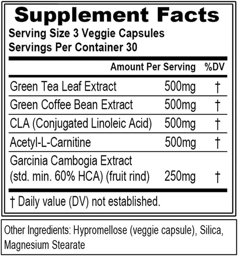 EVL Metabolic Energy Supplement - Multipurpose Herbal Metabolic Support with Invigorating Green Coffee Bean Extract - LeanMode Green Tea and Garcinia Cambogia Capsules - 30 Servings
