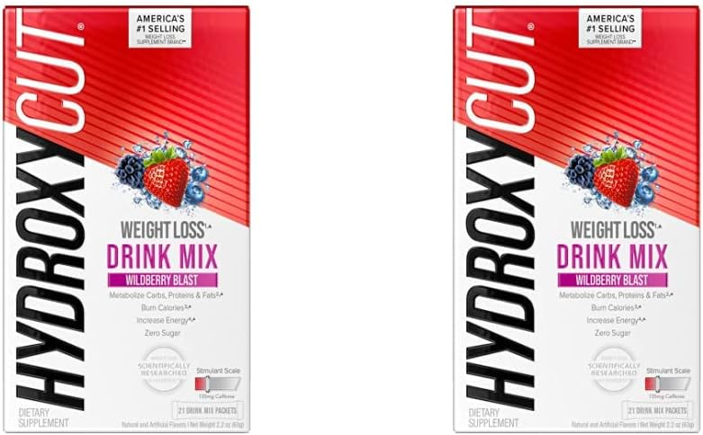 Hydroxycut Drink Mix | Weight Loss for Women  Men | Weight Loss Supplement | Energy Drink Powder | Metabolism Booster for Weight Loss | Wildberry Blast, 42 Packets (Packaging May Vary)