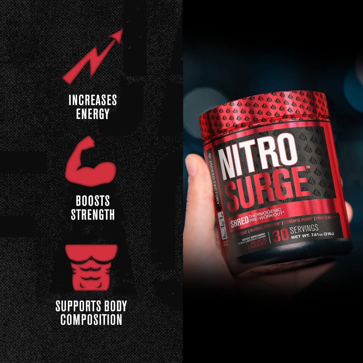 Jacked Factory Burn-XT Thermogenic Fat Burner  NITROSURGE Shred Thermogenic Pre-Workout in Fruit Punch for Men  Women