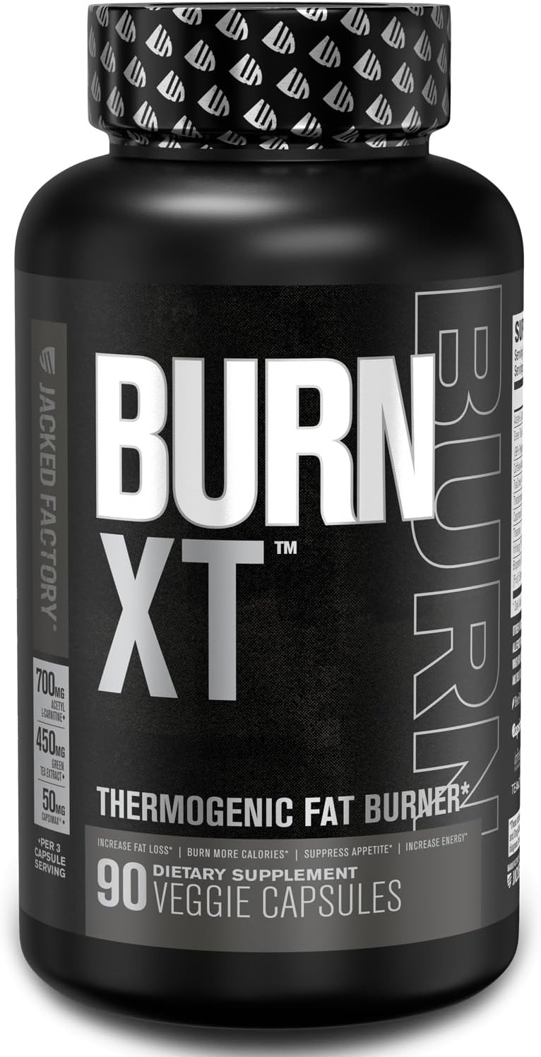 Jacked Factory Burn XT Thermogenic Fat Burner - Weight Loss Supplement, Appetite Suppressant, Nootropic Energy Booster | TeaCrine, Acetyl L-Carnitine, Green Tea Extract, Capsimax - 90 Veg Diet Pills