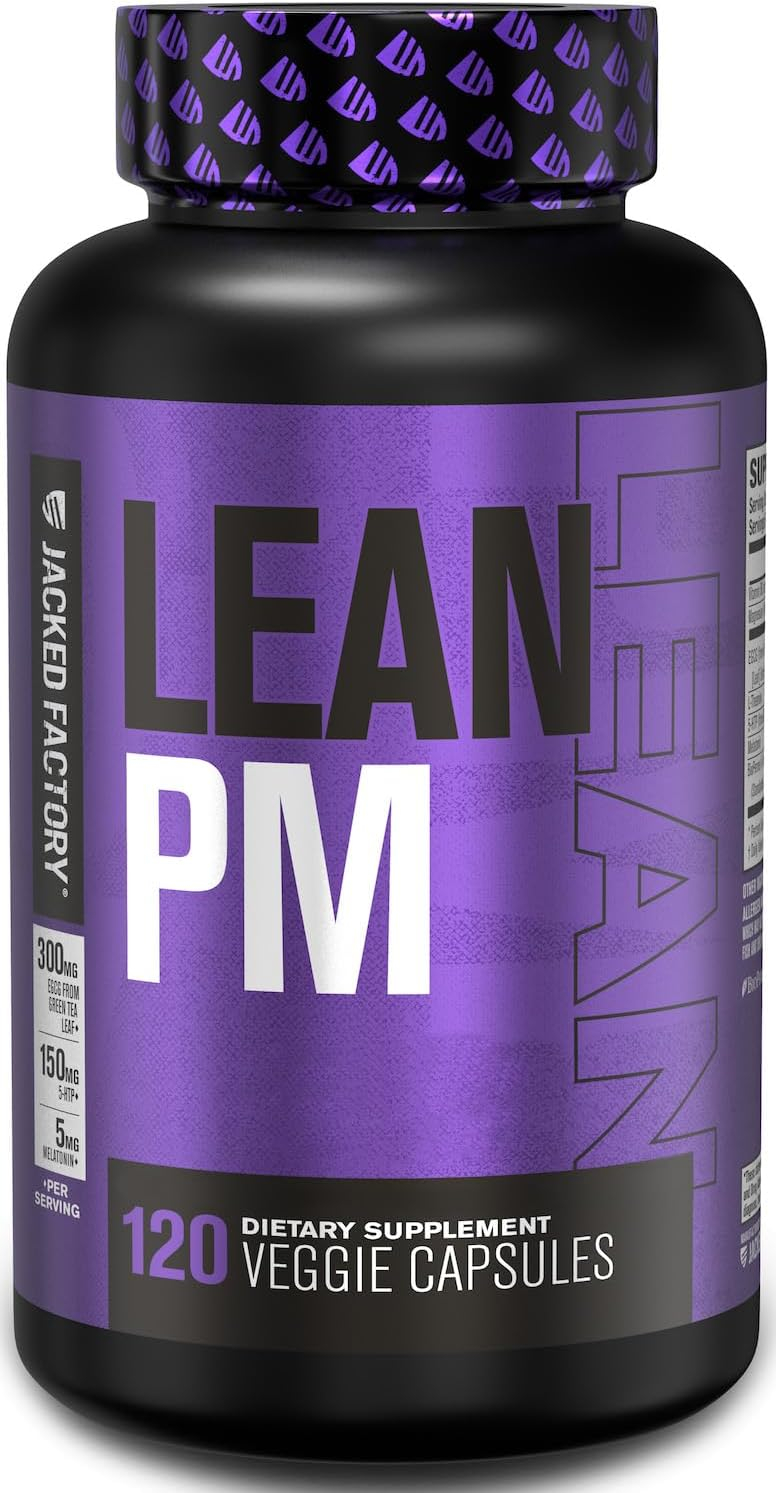 Jacked Factory Lean PM Night Time Body Support and Sleep Aid Supplement - Sleep Support and Body Recomposition for Men and Women - 120 Veggie Capsules