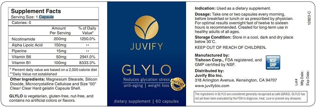 Juvify GLYLO - Scientifically formulated Healthy Aging  Weight Management Pill - Reduces Cravings  Menopause Related Weight Gain - 120 Count (Pack of 2)
