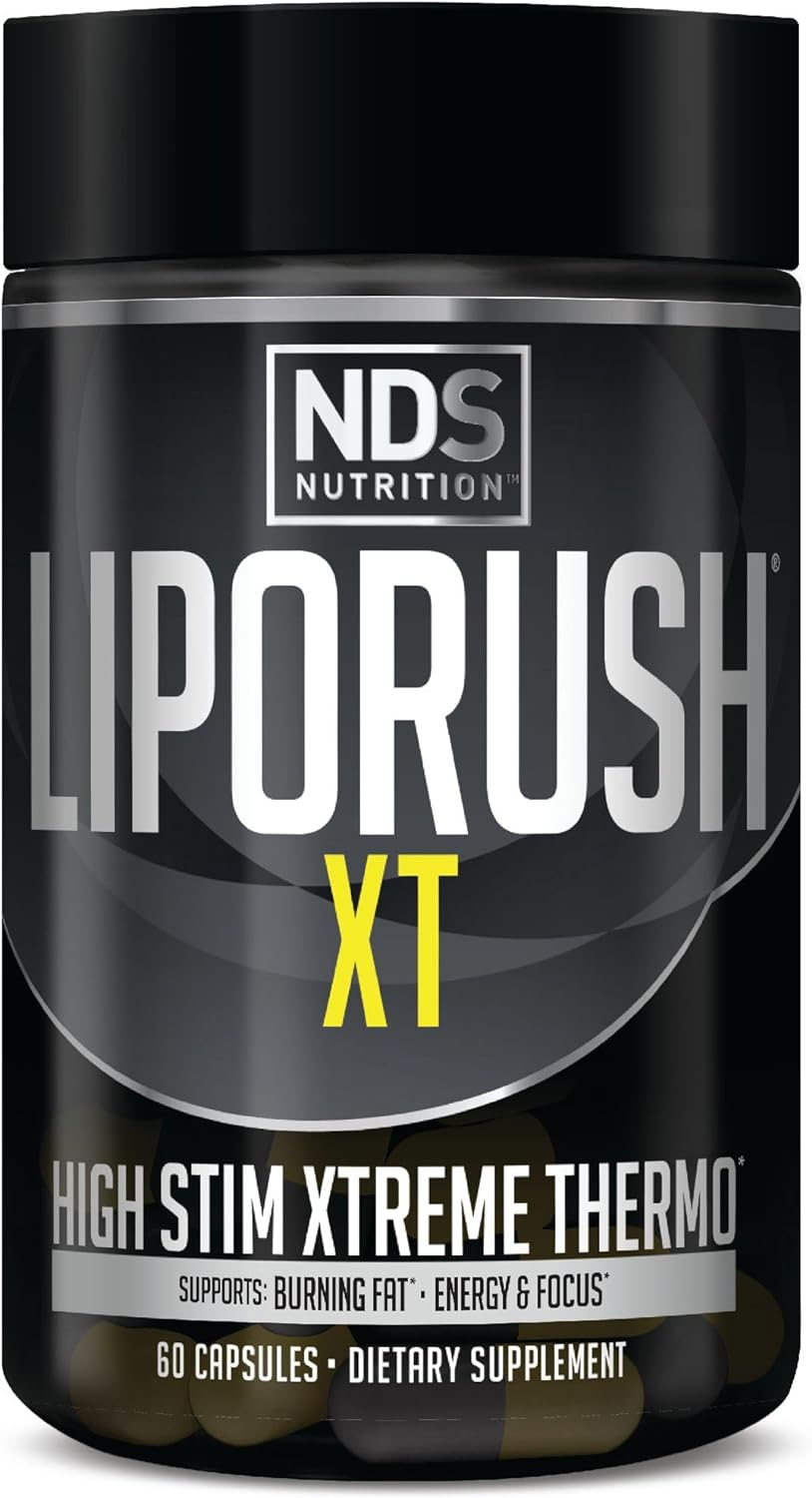 LIPORUSH NDS Nutrition XT - Super Concentrated Thermogenic with L-Carnitine  Teacrine for Shredding Fat - Supports Maximum Energy, Focus, Calorie Burning, Diuretic, Appetite Control (60 Capsules)