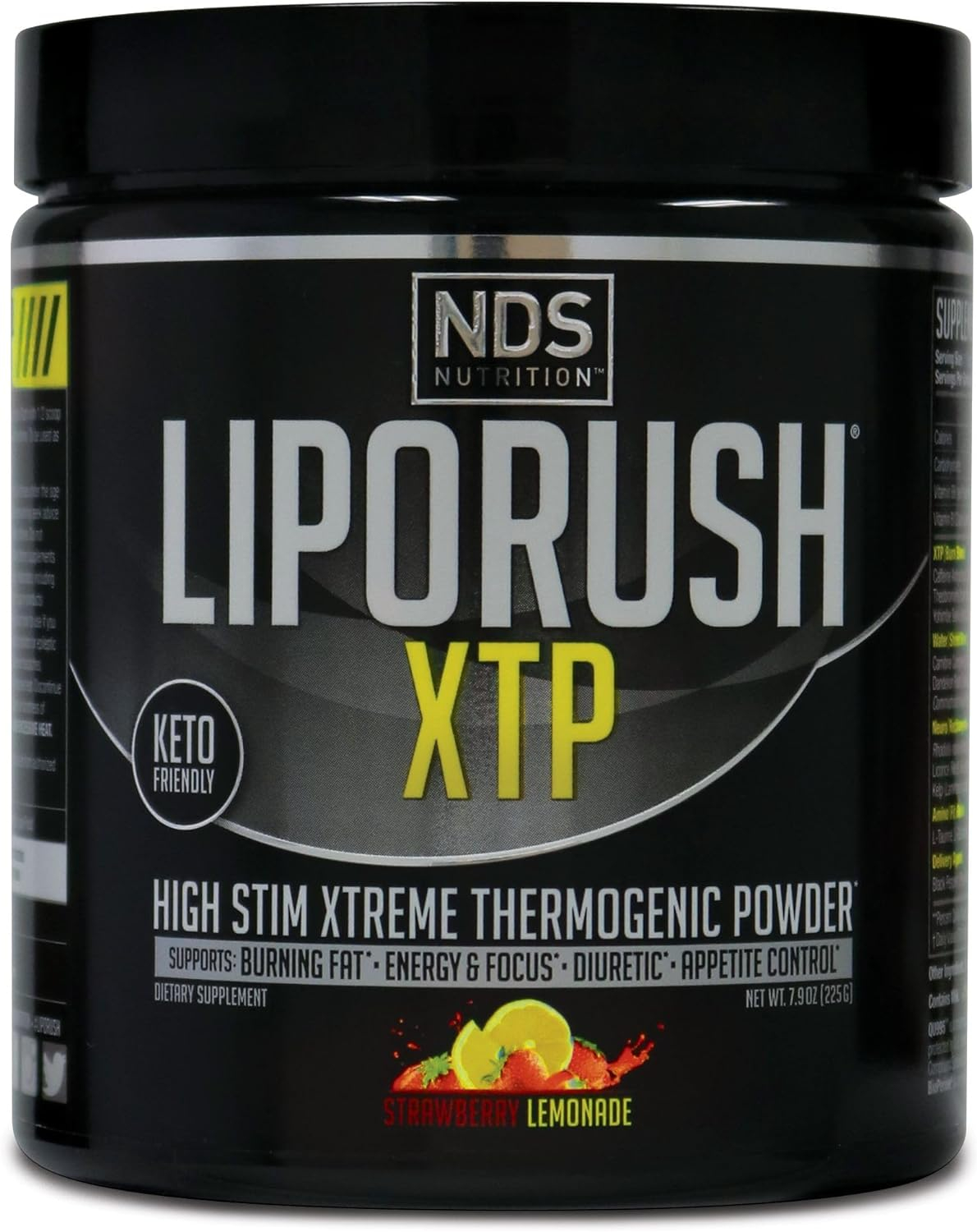 LIPORUSH NDS Nutrition XTP Thermogenic Fat Burner with L-Carnitine - Energy, Focus, and Appetite Control - Extreme Thermogenic Fat Burning Powder Weight Loss - Strawberry Lemonade (45 Servings)