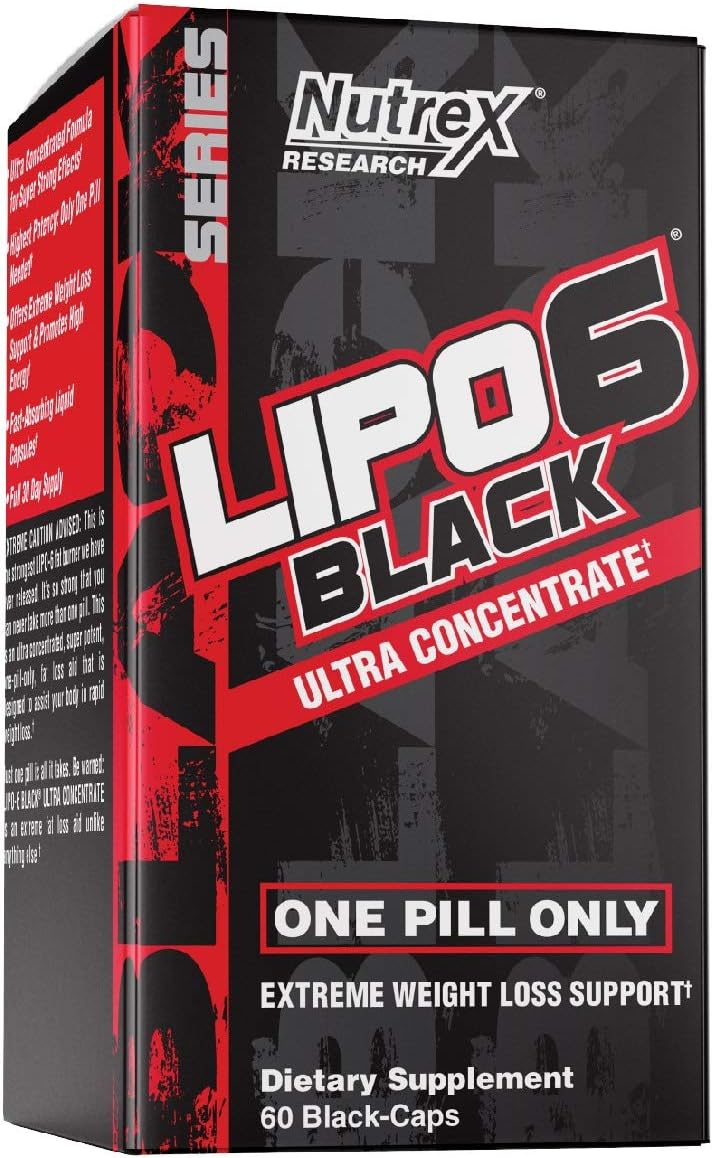Nutrex Research Lipo-6 Black Ultra Concentrate | Thermogenic Energizing Fat Burner Supplement, Increase Weight Loss, Energy  Intense Focus |Capsule, 60Count