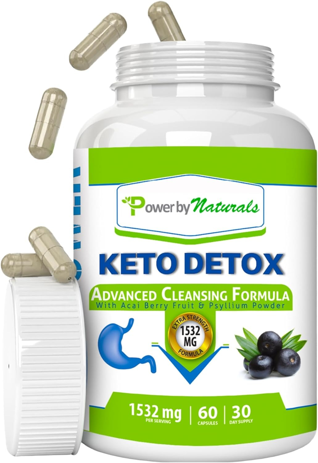 Power By Naturals Keto Colon Cleanser  Detox - Rapid Weight Loss Pills, Gut Health, Relieves Bloating  Constipation, 60 Diet Pills