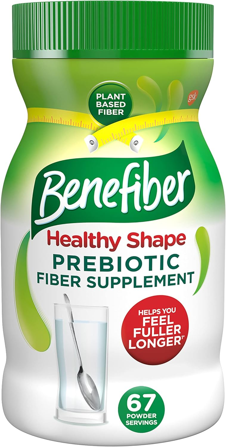 Benefiber Healthy Shape Prebiotic Fiber Supplement Powder  Prebiotic Fiber Supplement Gummies with Probiotics for Digestive Health, Assorted Fruit Flavors - 50 Count