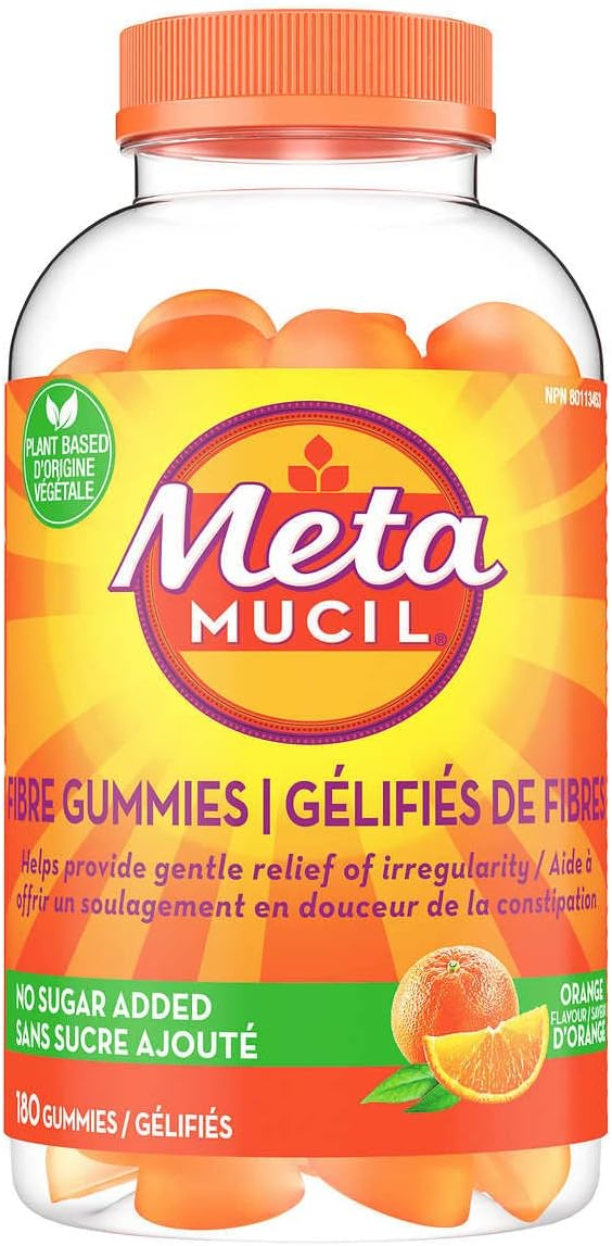 Metamucil Fibre Gummies Plant Based  No Sugar Added, Help Provide Gentle Relief of Irregularity - 180 Gummies