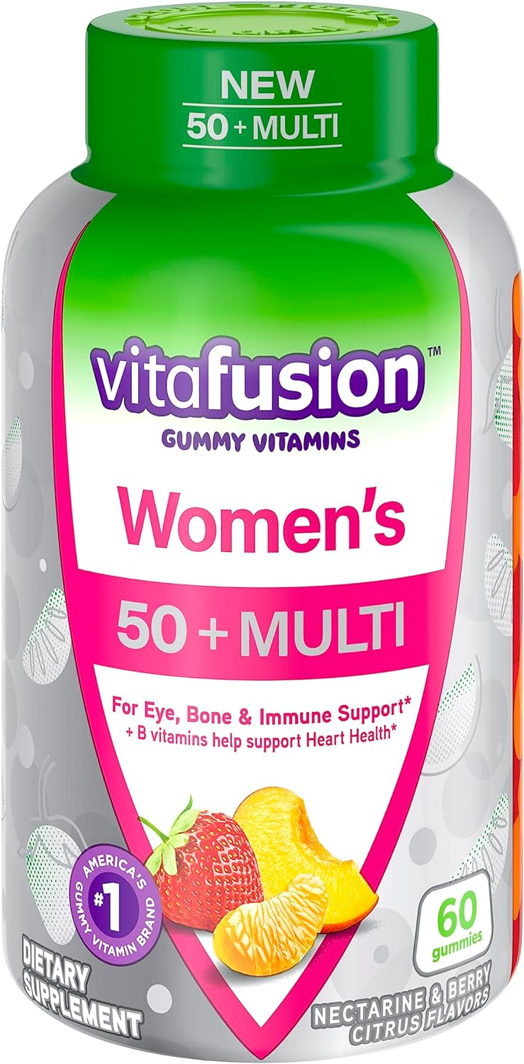 Vitafusion Fiber Well Sugar Free Fiber Supplement 90 Count Womens 50+ Multivitamin Daily Support 60 Count