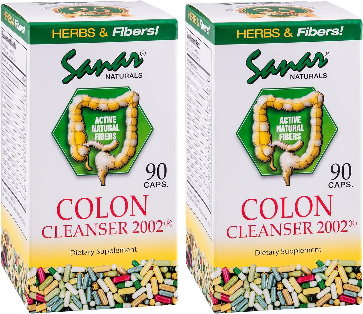 Colon Cleanser 2002 - Dietary Fiber, Herbal and Probiotics Blend, Digestive and Gut Health, Colon Cleanse Supplement for Women  Men, 90 Capsules