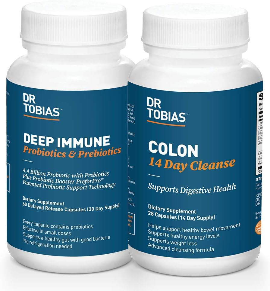 Dr. Tobias Digestive Kickstarter Bundle with Colon 14 Day Cleanse  Deep Immune Probiotics  Prebiotics