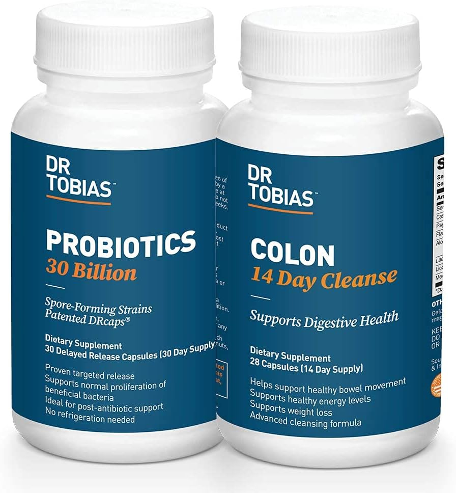 Dr. Tobias Digestive Kickstarter Bundle with Colon 14 Day Cleanse  Probiotics 30 Billion for Gut Health  Healthy Bowel Movements