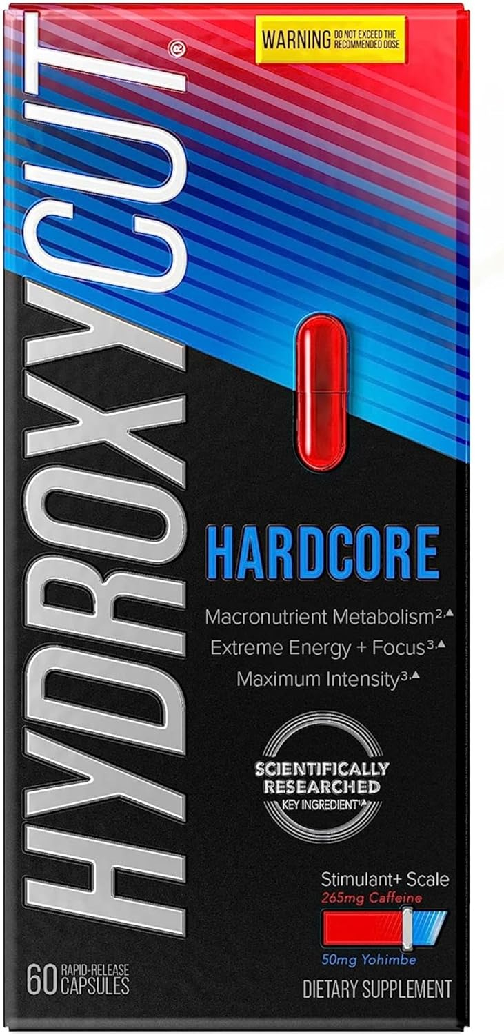 Hydroxycut Hardcore - 60 Rapid-Release Capsules - Thermogenic Calorie Burn, Extreme Energy + Focus, Maximum Intensity - for Women  Men