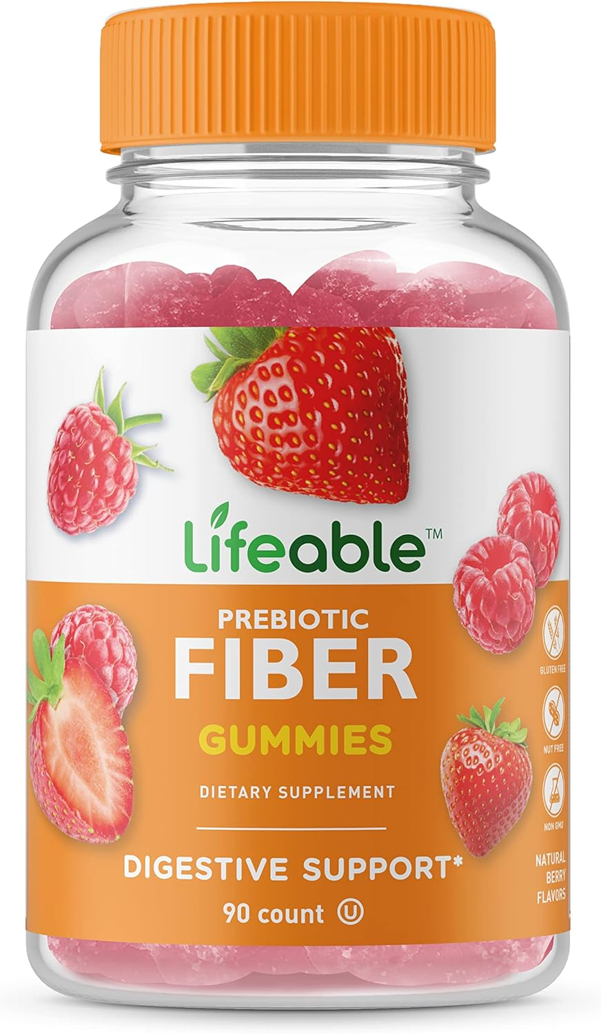 Lifeable Prebiotic Fiber Supplement Gummies 5g - Great Tasting Natural Flavored Gummy - Gluten Free, Vegetarian, GMO-Free Chewable - 90 Gummies - 45 Doses
